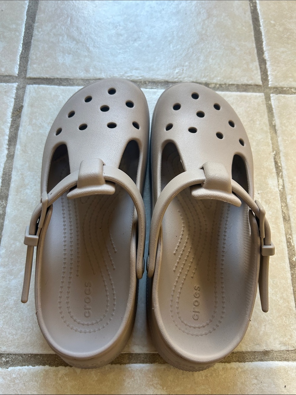 CROCS Women’s Mary Jane style Clog in Taupe